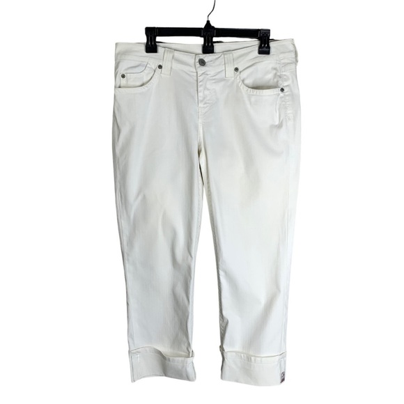 Seven Premium Denim White Cropped Cuffed Jeans Size 32” - Picture 1 of 9